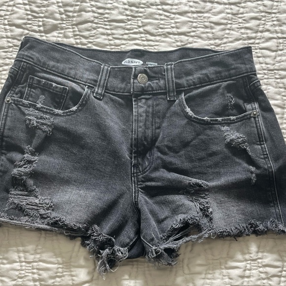 Old Navy Gray Jean Shorts Distressed Frayed Hem - Picture 1 of 7